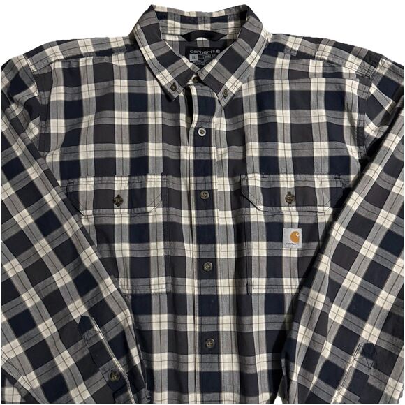 Carhartt Plaid Shirt Men’s XLarge Workwear Loose Fit Long Sleeve - Picture 3 of 8